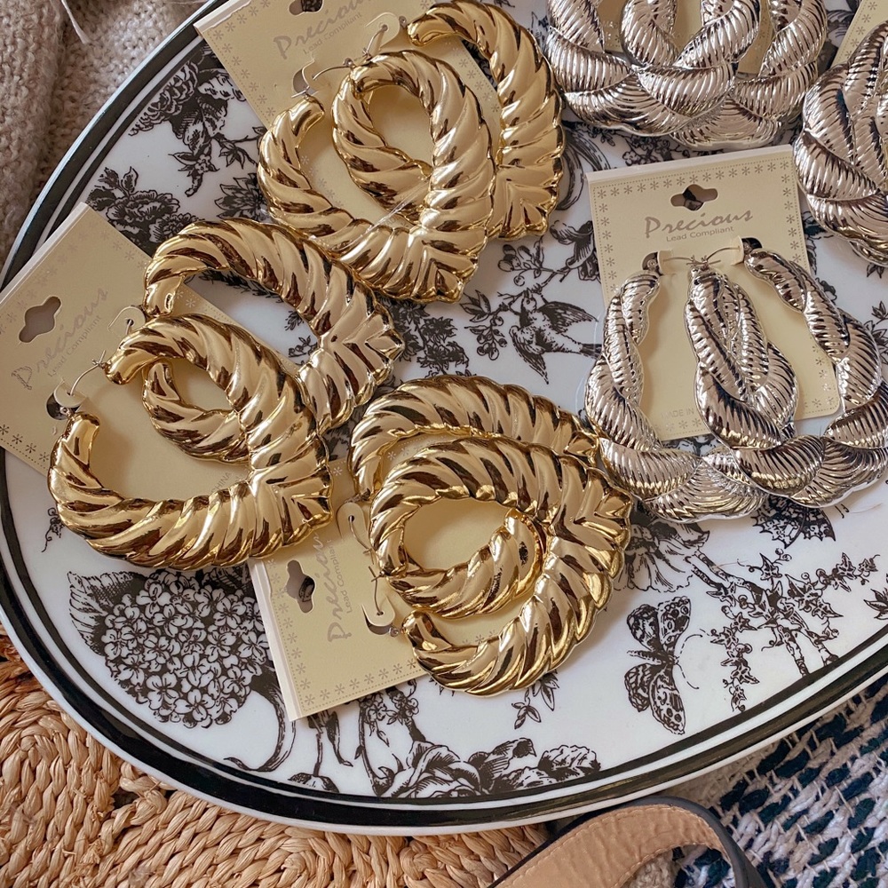 Real Vintage Bamboo style gold hoops